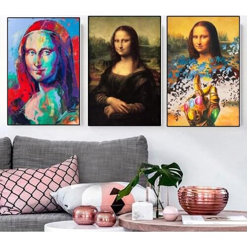 Leonardo da Vinci famous painting Mona Lisa oil painting poster and living room decoration wall art canvas painting