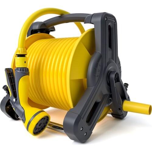 Mobile Garden Hose And Reel Kit With Crank Handle Heavy Duty Wall/Floor Mounted Water Hose Reel Sprinkler Hose Nozzle Cleaning