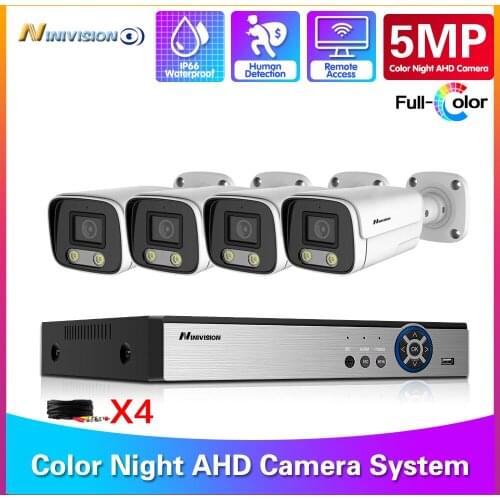 5MP 4CH DVR Kit Outdoor Motion Detection Video Surveillance Camera Kit 5MP CCTV Home Security Colorfull Night Vision System Set
