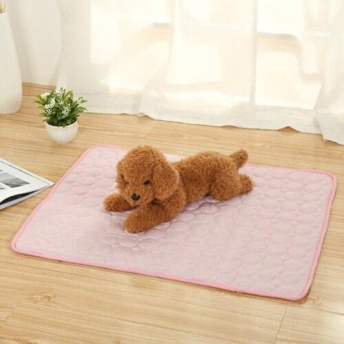 Pet Pad Summer Cooling Mat Dog Beds Mats Blue Pet Ice Pad Cool Cold Silk Moisture-Proof Cooler Mattress Cushion Puppy