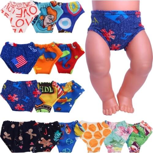 Doll Underwear For 18 Inch American & 43Cm Baby New Born Doll Cute Cartoon Printing For Our generation Doll Daily Life