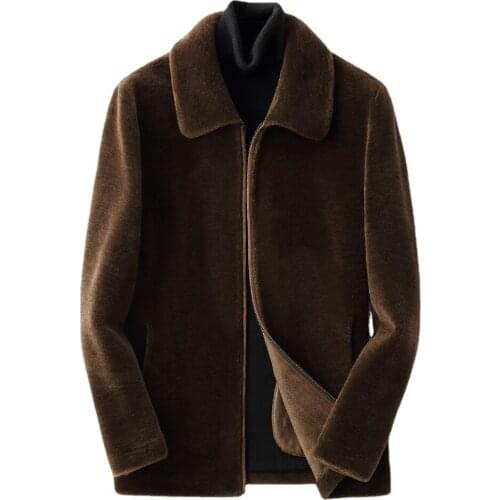 2021 Winter Men Long Sleeve Parka Real Fur Coat Male Turn Down Collar Genuine Leather Jacket Plus Size Motorcycle Outwear U04