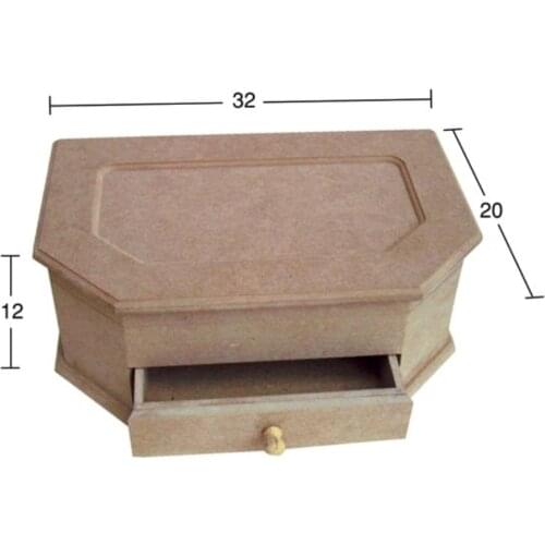 KU257 Drawers Square Box, Unpainted Raw Wood Mdf Box