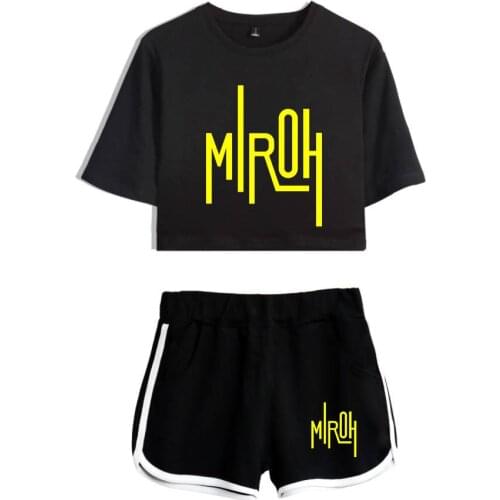 Hot Sale Stray Kids MIROH Albumn tracksuit Fashion women Two Piece Set Crop Tops+Shorts Popular Woman Sexy Summer Tshirt Sets