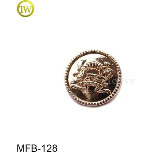 MFB128 Fashion round engraved embossed logo gold garment metal button metal sewing button