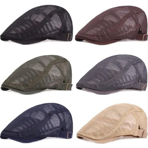 Men Women Mesh Breathable Hat Summer Casual Beret Cap Outdoor Driving Golf Caps HATCS0418