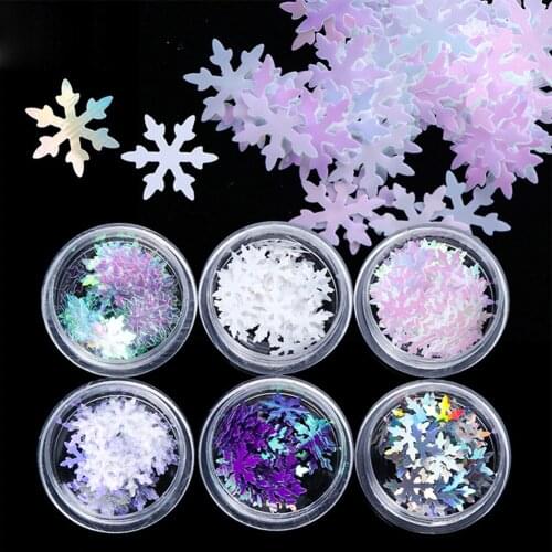 6-piece Christmas Nail Art Snowflake Laser Sparkle Set Ultra-thin Snowflake Nail Patch Holographic Snowflakes Nail Decoration #E