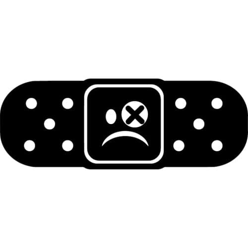 Car Stickers BANDAID SAD FACE Car Tail PVC Decals Creative Cartoon Car Stickers Waterproof and Sunscreen Black/white,17cm*6cm