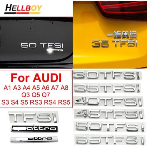 Car Rear Trunk Letters Emblem Badge logo Stickers For Quattro For Audi A3 A4 A5 A6 A7 A8 Q3 Q5 Q7 Q8 RS3 RS4 35 40 45 50 55 TFSI