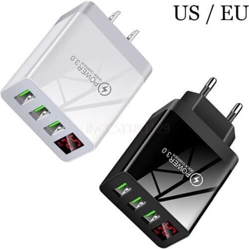 Quick Charge 3.0 USB Charger Digital Display Fast Charging Wall Phone Charger EU/US