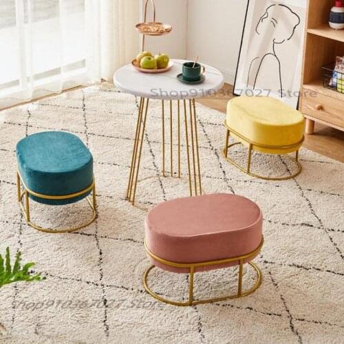 Net Red Small Stool Living Room Sofa Stool Coffee Table Stool Nordic Light Luxury Fabric Shoe Stool Low Stool At The Door