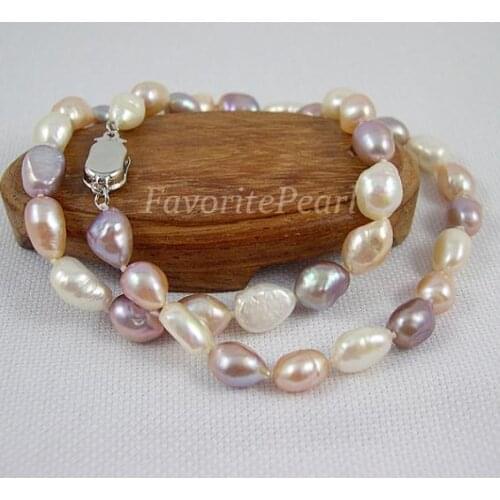 New Arrival Favorite Pearl Necklace Mixes 7x9mm Baroque Natural Freshwater Pearl Wedding Jewelry Charming Women Birthday Gift
