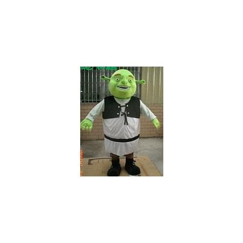 New Shrek Mascot Costume Cartoon Apparel Halloween Party Costume Adult Size with Green Fat Head Laughing Face Free Shipping