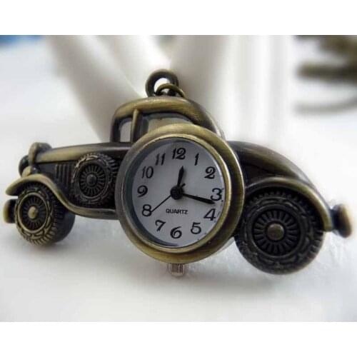 New Style bubble car Pendant Cool Necklace quartz Watch Vintage Bronze Chain Jewelcy Pocket Watch 12pcs/lot Free Shipping