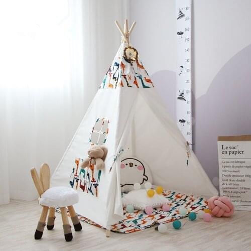 Large Portable Children Tents Cotton Canvas Teepee Play House Foldable Indian Tipi Teepent Princess Castle Gifts NO MAT