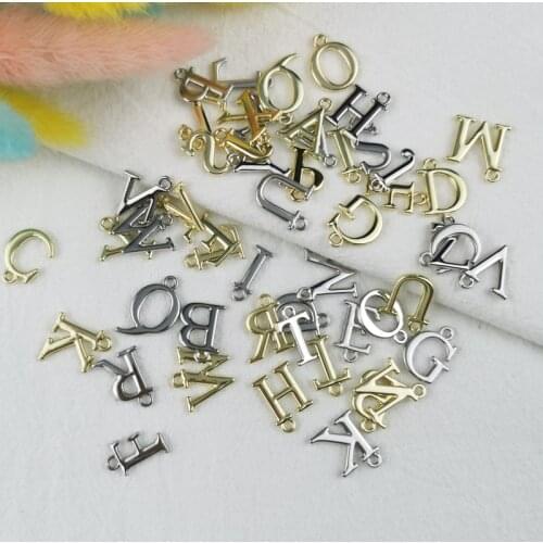 10pcs 26 English Letters Color Retention Pendants Alphabets Charms Fit Fashion Earring DIY Jewelry Making Accessory Golden Metal