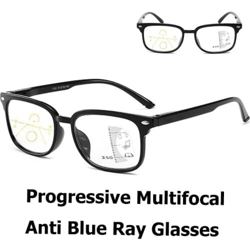 Progressive Multifocal Reading Glasses Anti Blue Ray Progressive Near And Far Eyeglasses Dual Purpose Unisex Spectacles Frame