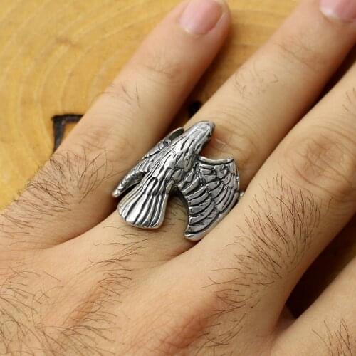 925 Sterling Silver Eagle Pattern Ring for Men Stone Zircon Onyx Aqeq Jewelry fashion vintage Gift