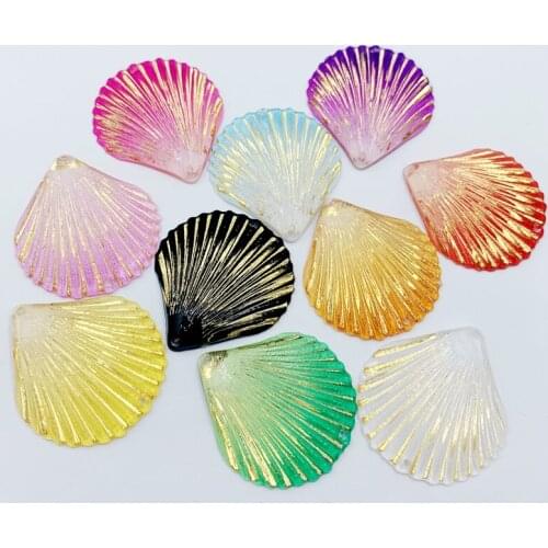 Rainbow Shell Flatback Rhinestones acrylic Sew-on Crystals Stones Beads DIY Sewing For Clothes Jewelry 32*35mm 10pcs -HY85A