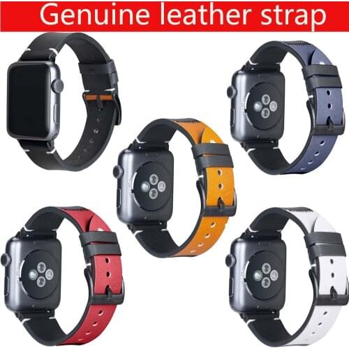 Newest 2 colors Genuine Leather band for apple watch strap series 6 5 4 40 44mm for iwatch SE wristband leather 3 2 1 38 42mm