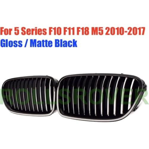 ROLLSROVER Pair of Black Front Bumper Grille For 5 Series F10 F11 F18 M5 2010-2017 Single Strip Car Styling