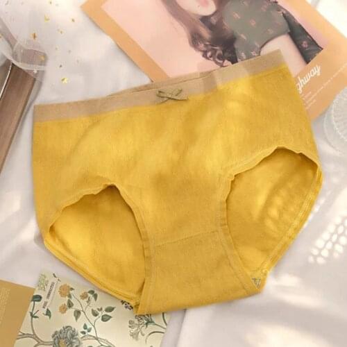 Sexy Womens Underwear Cotton Large Size Bag Hip Mid-waist Briefs Ladies Cute Solid Color Cotton Crotch Sexy Lingerie Panties