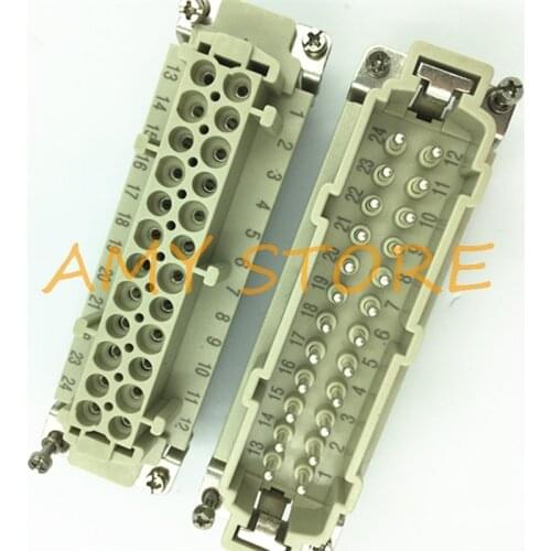 Heavy Duty Cable Entry 24 Ways HDC-HE-024M Male to Female HDC-HE-024-F Industrial Aviation Plug Connector AC500V 16A 6KV