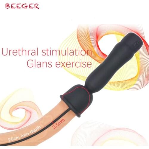Beeger 16 Speeds Penis Massager Penis Plug Urethral Stimulation Vibrator For Male Masturbator Lasting Trainer Glans Vibrators