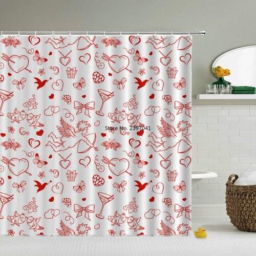 3d Waterproof Shower Curtains Love lover Pink Girl Bathroom Curtains Modern Printing Bath Curtains Decor Polyester Fabric