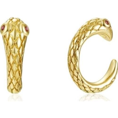 Gold Color Micro Pave Red CZ Eye Cute Lovely Animal Design European Women No Piercing Gold Color Clip On Earring