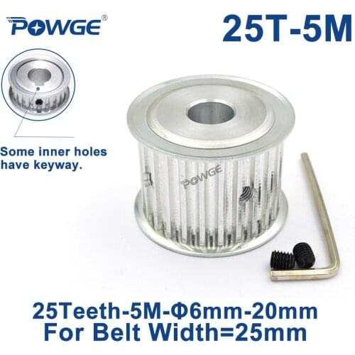 POWGE Arc HTD 5M 25 Teeth Synchronous Timing Pulley Bore 6/8/10/12/14/15/16/19/20mm for Width 25mm HTD5M Belt 25Teeth 25T