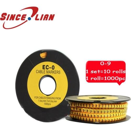 10rolls/lot 10000 pcs 0-9 Number Tube Cable Marker Colorful Mark Wire Markers Sleeve Mark Wire Markers Letter