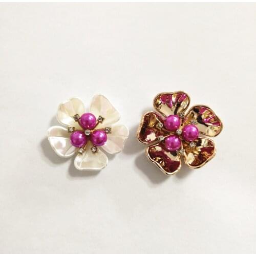 10pcs 38mm 36mm Metal Alloy Imitation Shell Pearl Stamen Flowers Hand Made Accessories DIY Jewelry Findings