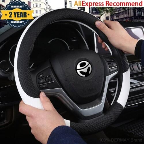 100% DERMAY Brand Leather Steering Wheel Cover Non-slip for Kia Ceed Proceed 2018 2019 2020 High Qualtiy Auto Accessories