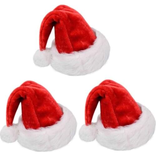 2pcs Red Santa Hat faux fur Christmas Hats for Adults and kids Xmas Santa Hats Cap