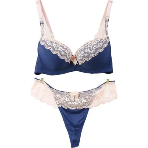 2017 Sexy Brazilian Bra Set Bra Thong sets Luxury Lace Ruffles Push Up Mini Panty Womens Underwear Sexy Female Lingerie