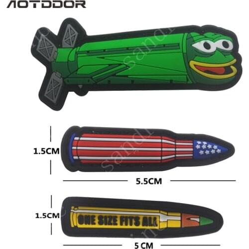 3D PVC Bullet Missil Rubber Patches Hook Back Tactical Military Army Emblem Applique Combat USA Badges For Clothing