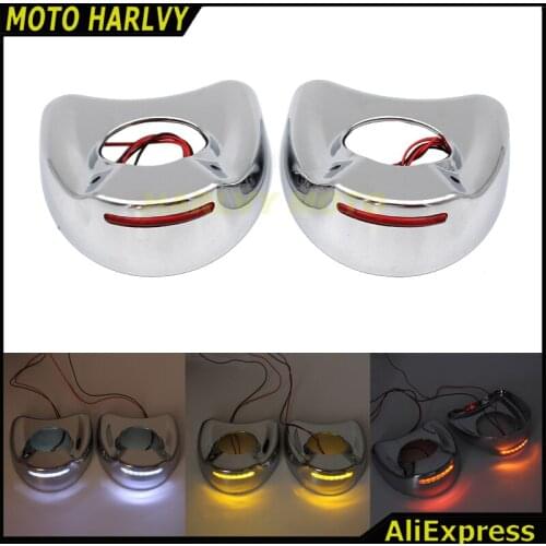 For Harley Touring Electra Street Glide 1996-2017 Motorcycle Bike Accessories Fairing Mount Mirrors Amber LED Lights Cover Caps