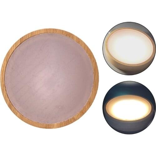 1 Piece Night Light Solid Wooden Luminous Base White and Warm Light 2 Colors Lights Base Holder Accessories Round Shaped