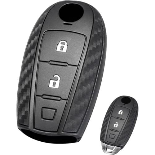 Carbon fiber Car Key Shell Cover TrimCover for SUZUKI Swift Sport SX4 SCROSS Vitara Pattern Soft Silicone Protect Car key Case