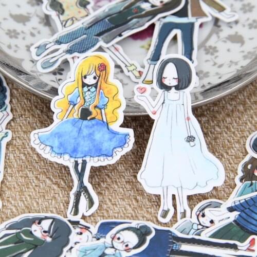 Pretty Yong Lady Girl Illustration Drawing Scrapbooking Stickers for DIY Luggage Suitcase Craft Phone Case Photo Album