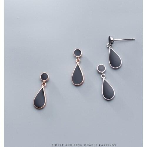 COLUSIWEI Hot Sales Authentic 925 Sterling Silver Black Water drops Earrings for Women Minimalist Dangle Earring Jewelry Bijoux
