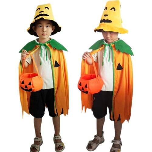 Halloween Costumes for Kids Cloak Pumpkin Hat Set Kids Adult Family Matching Outfit Cute Yellow Coat 2021 New Style Masquerade