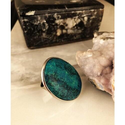 Dr Stone Natural Stone Women 'S Turquoise Stone adjustable Ring AHL24
