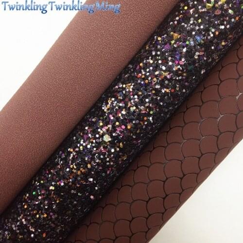 Mixed Colors Glitter Fabric, Mermaid Faux Fabric, Suede Synthetic Leather Fabric Sheets For Bow A4 21x29CM Twinkling Ming XM882