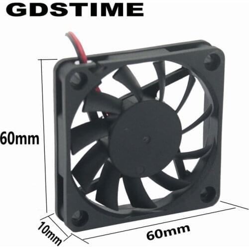 Gdstime 20 Pcs DC 12V 60x60x10mm Dupont 2Pin PC Case Cooler 6cm CPU Cooling Fan 60mm x 10mm Motor Radiator 60mmx60mmx10mm 6010