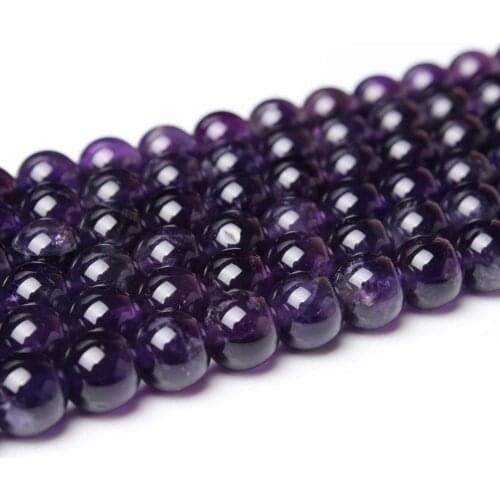 Natural Amethyst Gemstone 4 6 8 10 12mm Purple Quartz Crystal Round Beads Accessories for Necklace Bracelet DIY Jewerly Making