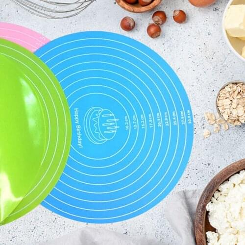 Round Silicone Baking Mat Sheet Pizza Dough Non-Stick Maker Holder Pastry Kitchen Gadgets Cooking Tools