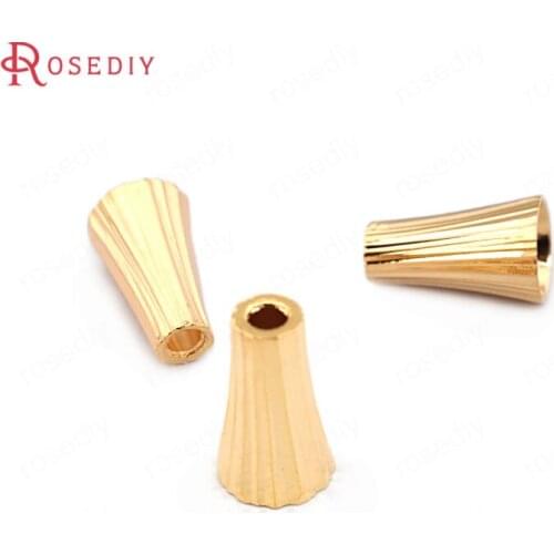 F386)20 pieces 11.5*7mm 24K Gold Color Brass Beads Caps High Quality Diy Jewelry Findings Accessories wholesale