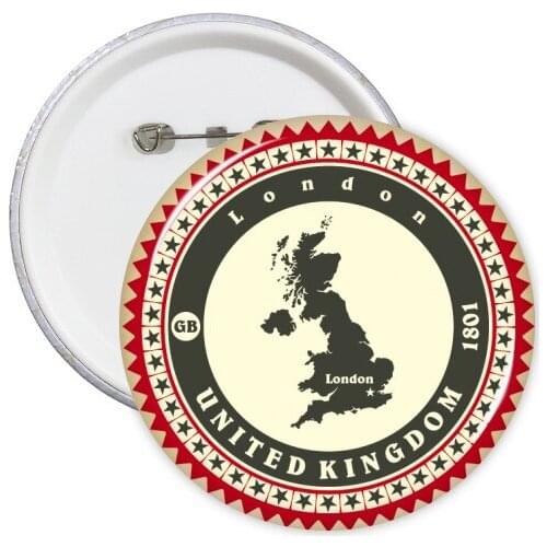 London UK United Kingdom Britain Country Map Round Pins Badge Button Clothing Decoration Gift 5pcs
